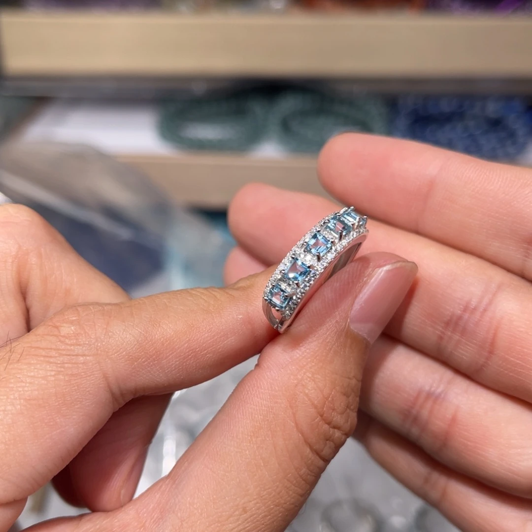 托帕石戒指银S925镶嵌托帕016