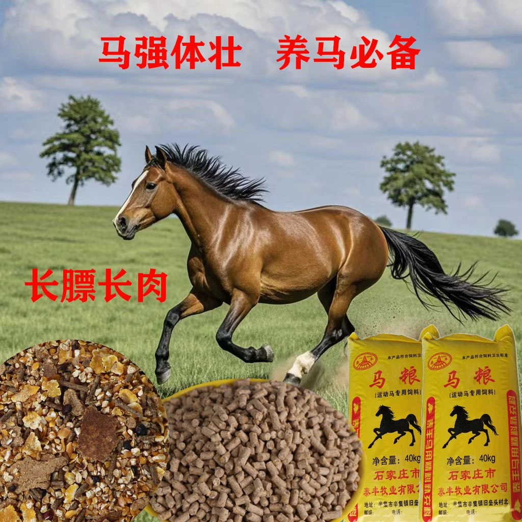 小马马驹运动马赛马育肥马成年马专用饲料颗粒粉料马粮拉股架