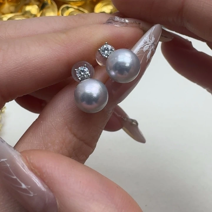 银S925镶嵌海水珍珠耳饰