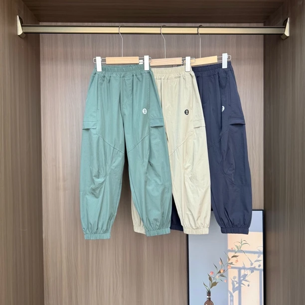 夏季收腿儿童松紧腰速干裤长裤休闲裤中大童男女童夏款