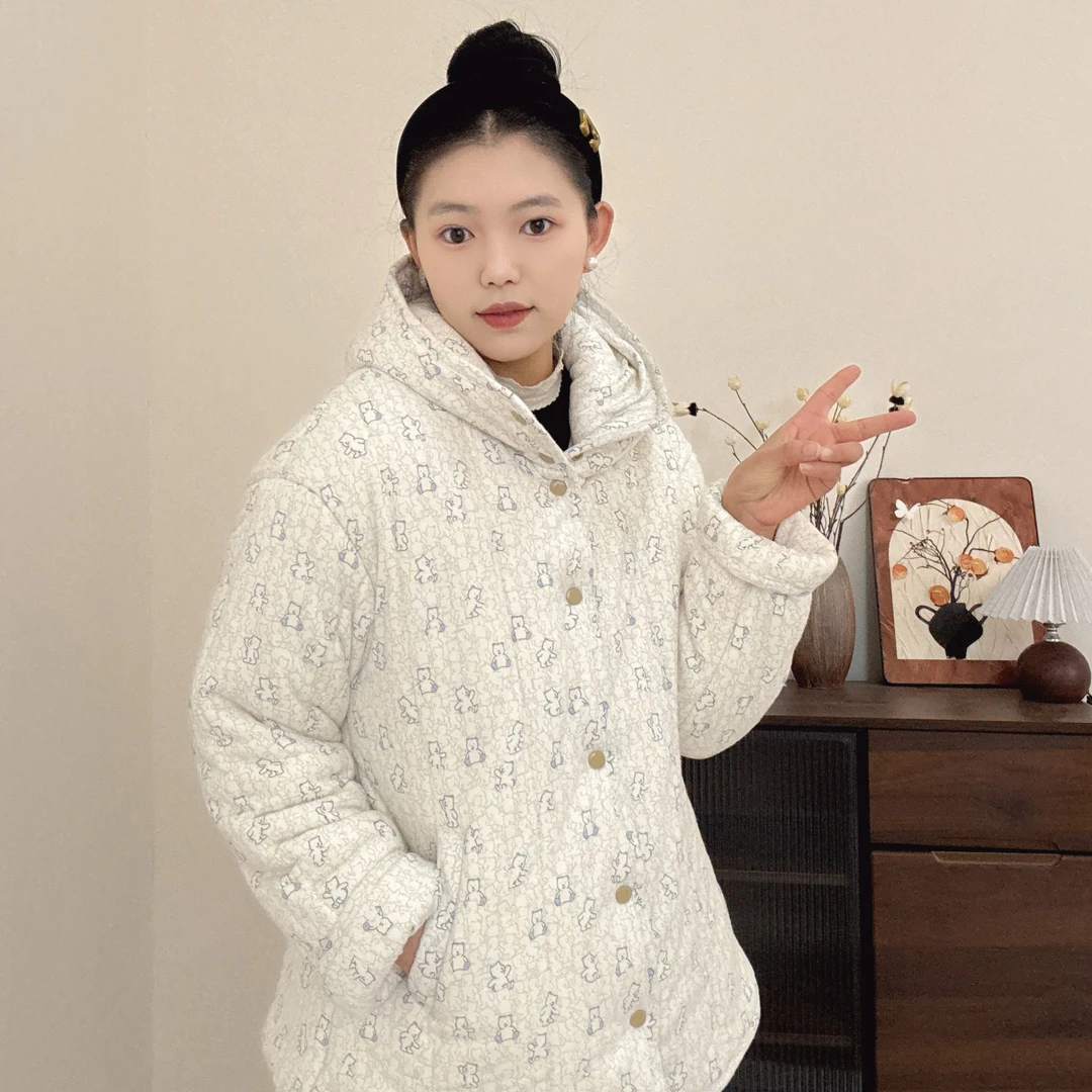 【顽皮熊】连帽短款冬季保暖加厚百搭家居服棉衣棉服