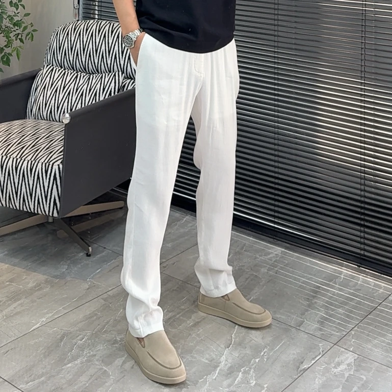 缇瑞亚麻休闲裤25402男士夏季新款亚麻直筒高端休闲裤薄款