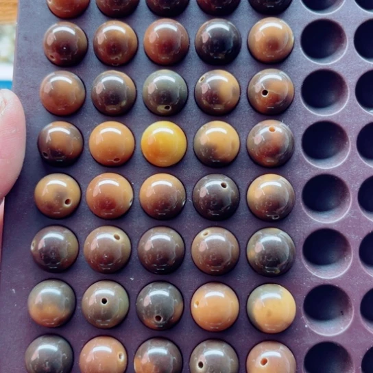 白***水吊坠白玉菩提精品13虎皮纹圆珠50颗