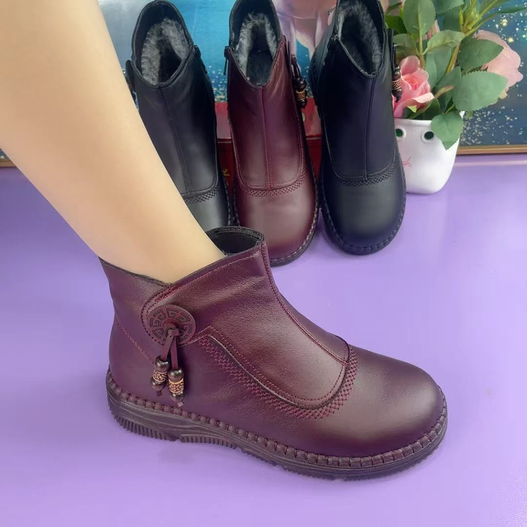 冬季新款时尚保暖舒适牛筋软底妈妈鞋