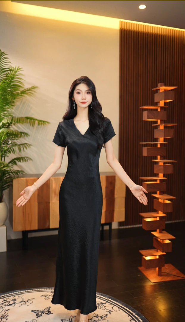 IONOY-【三醋酸】G332优雅气质禁机洗夏季透气新款连衣裙”星星