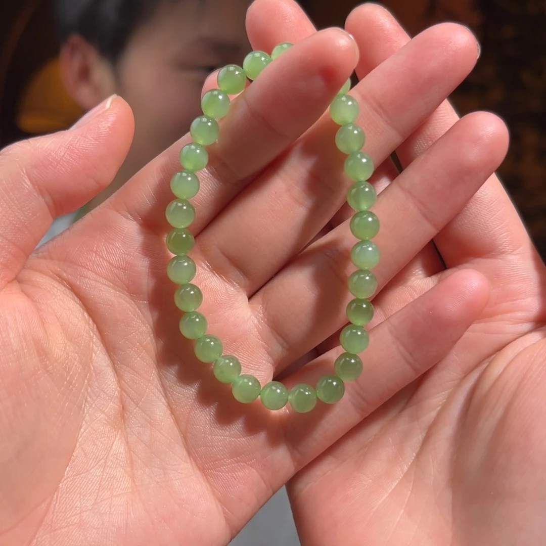 手串未镶嵌和田玉（碧玉）碧玉猫眼6mm260
