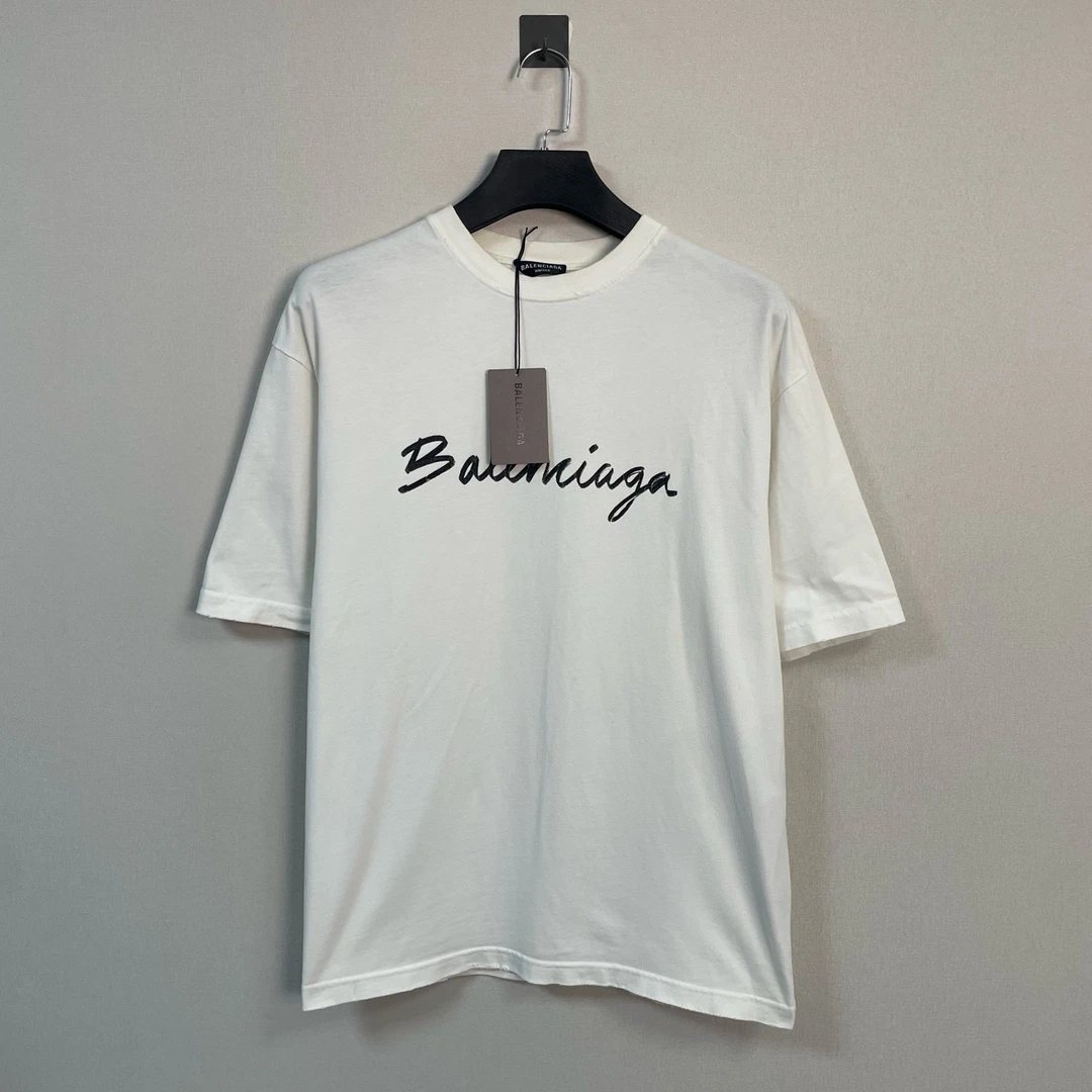 未使用 Balenciaga/巴黎世家 草写字母短袖/M码/带吊/价5100