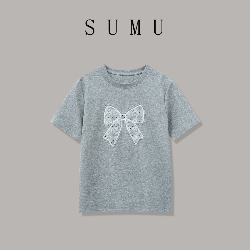 宿慕SUMU 女款T恤 3-23 春季2025新款时尚百搭休闲短袖M000WG