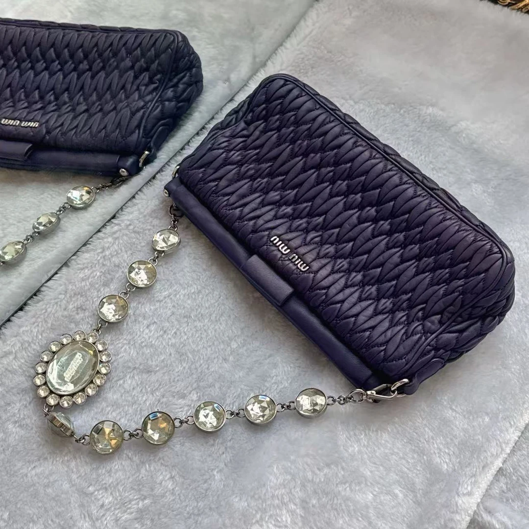 95新 MIU MIU/缪缪 谬谬紫色单肩包包精致包