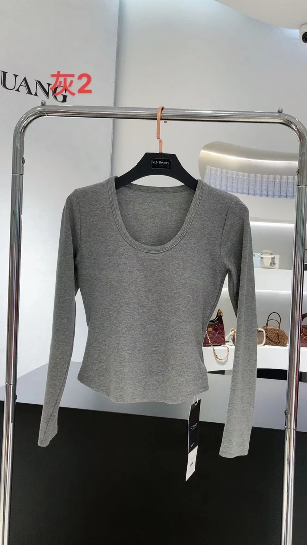 唐琪女装【W5562】2024新款V领纯色加绒T恤