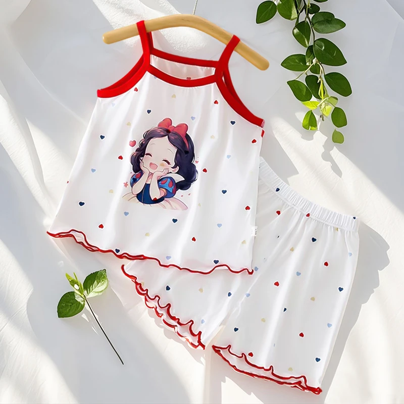 8263儿童夏季薄款凉感莫代尔女童吊带背心短裤两件套装家居服