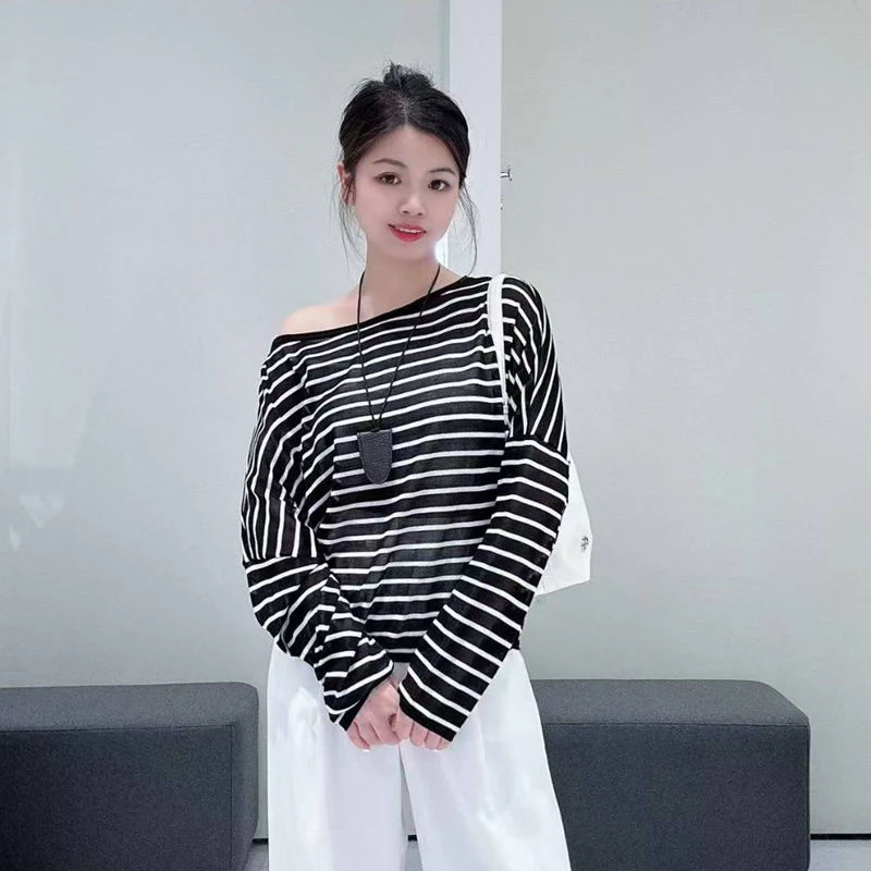 3135{迪}2025早秋夏女装新款防晒罩衫条纹痞帅炸街风女装感针织衫