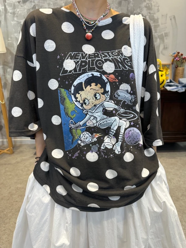 韩国灰色点点贝蒂卡通体恤（no退no换）