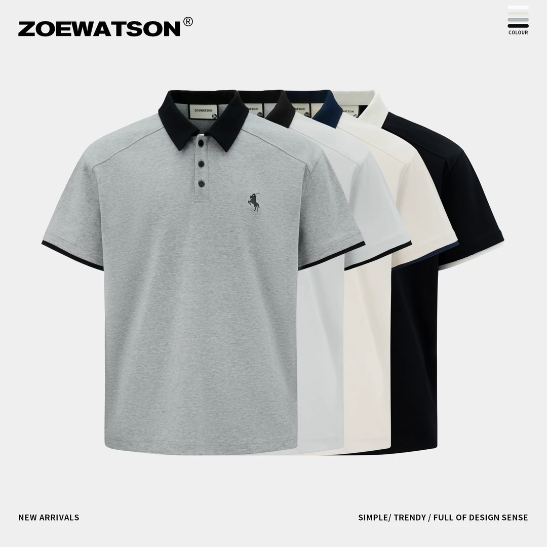 【ZOEWATSON】夏季刺绣小马logo正肩短袖撞色百搭polo衫男款Z2791
