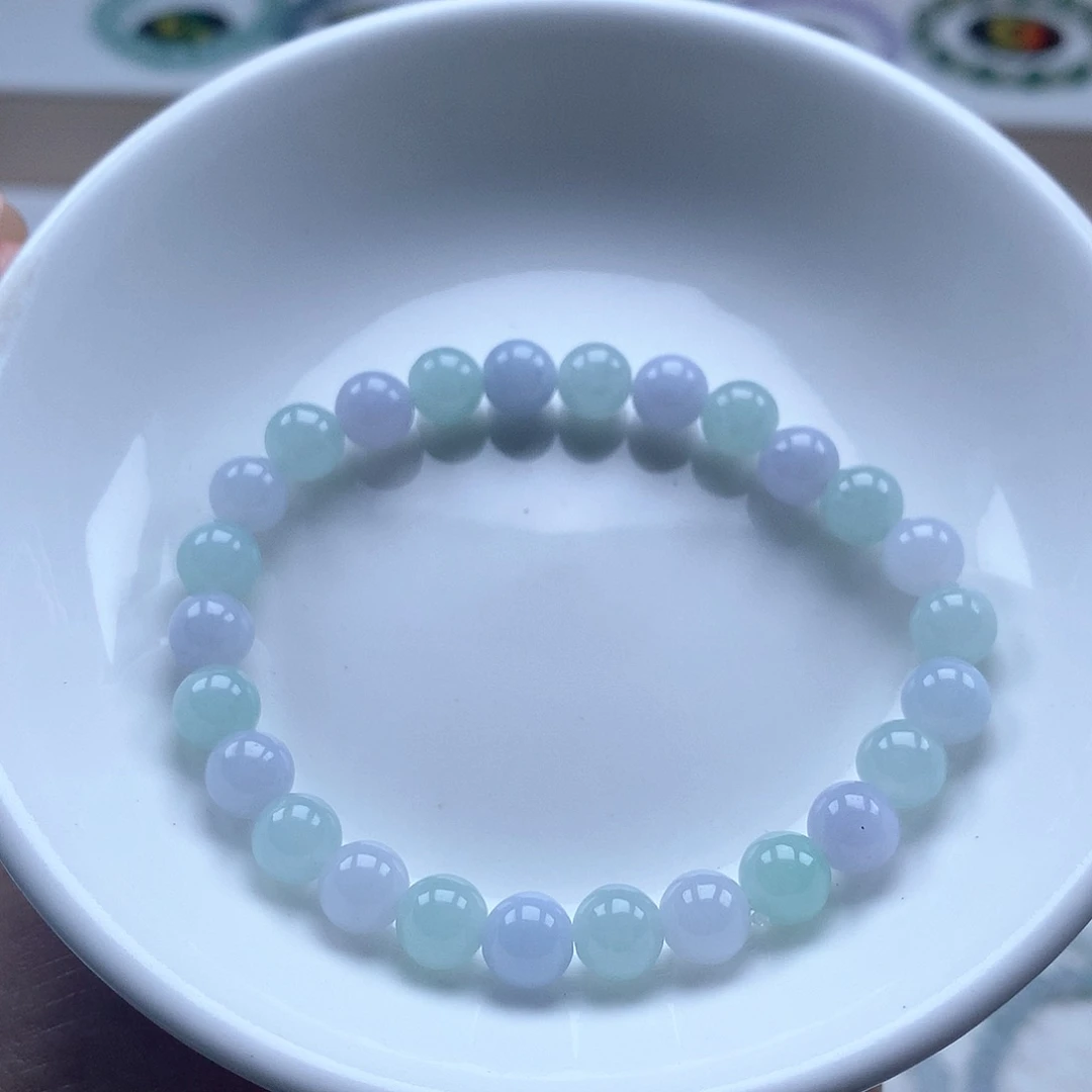 翡翠未镶嵌手串春彩7.0