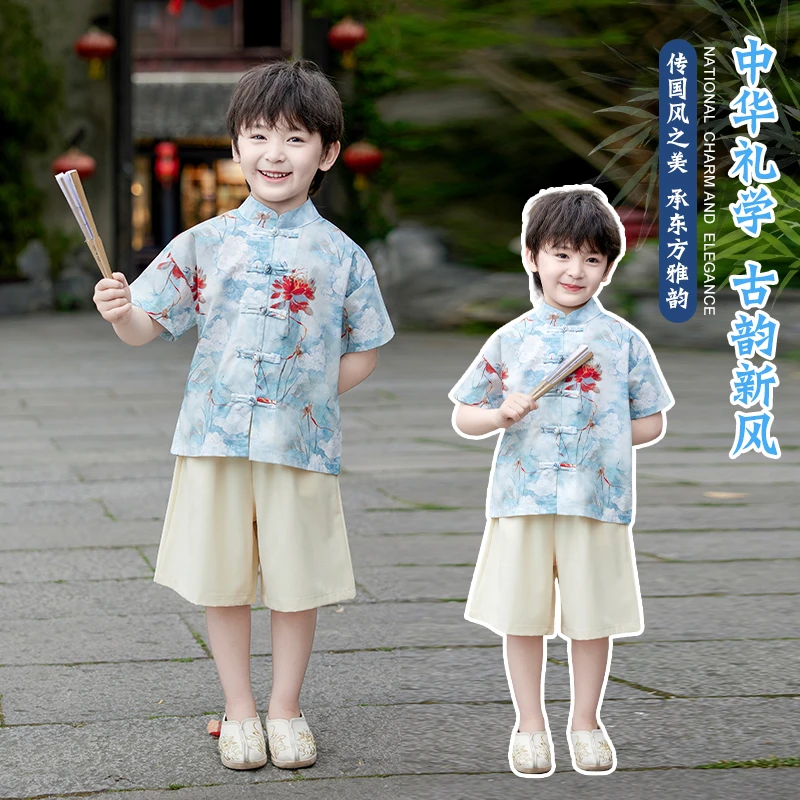 男童唐装夏季中国风套装演出服表演风格8868