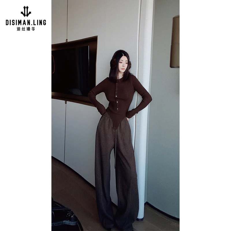 【迪丝嫚苓】多色休闲裤子显瘦时尚百搭宽松垂感女秋冬新款轻奢洋气