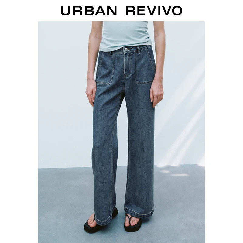UR2025夏季新款女装波嬉风复古百搭喇叭牛仔长裤UWM850098