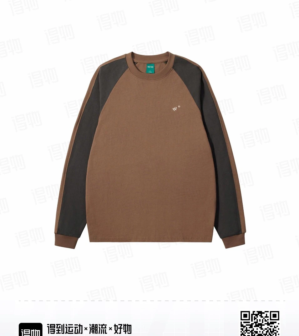 2122款美式复古字母刺绣拼接长袖T恤 男女同款