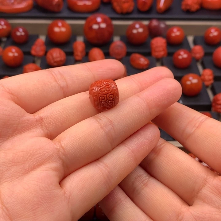 南红玛瑙未镶嵌回纹单珠13.6MM