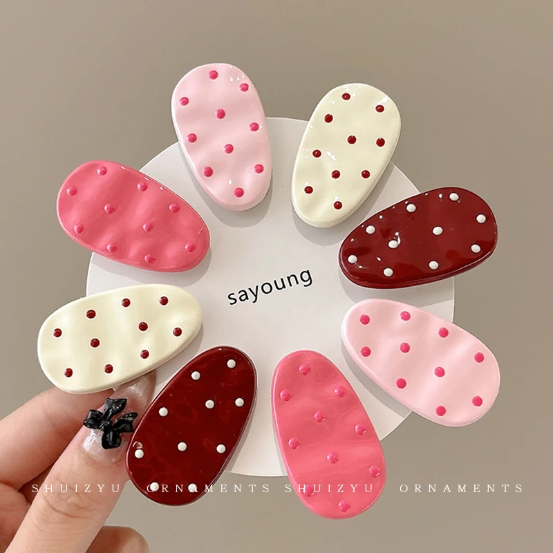 韩系波点发夹女可爱边夹甜美少女刘海碎发鸭嘴夹发卡头饰侧边bb夹