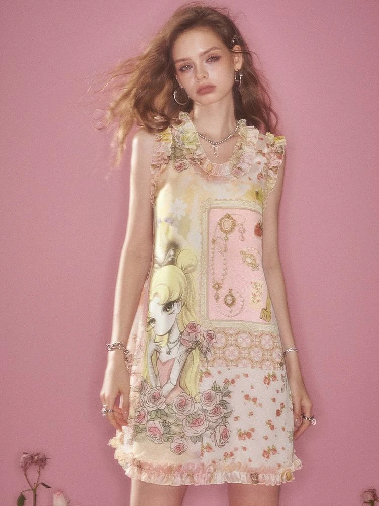 【同款低价】碎花直筒无袖连衣裙女2025夏季新款设计感显瘦短裙子