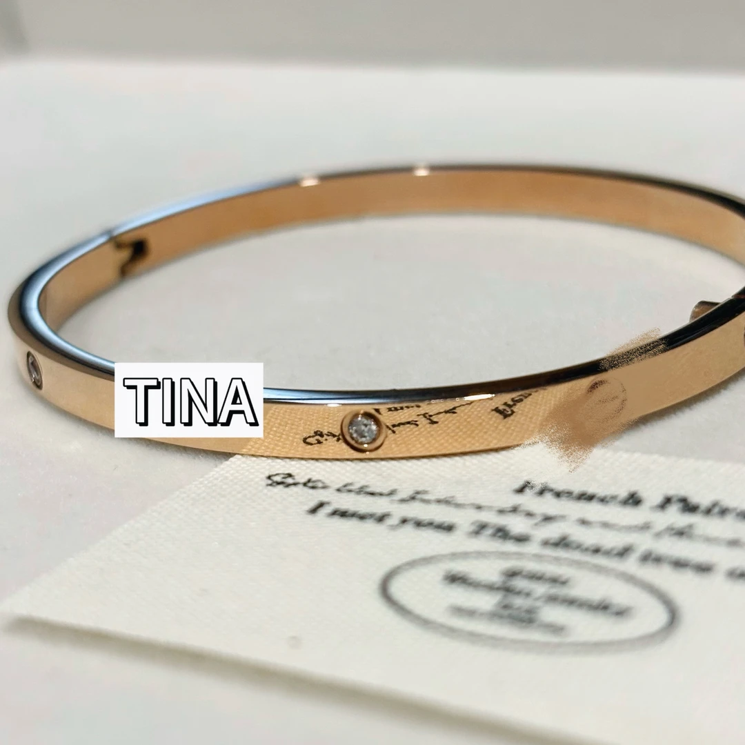 【TINA】经典四钻玫瑰金手镯个性高品质轻奢时尚百搭手