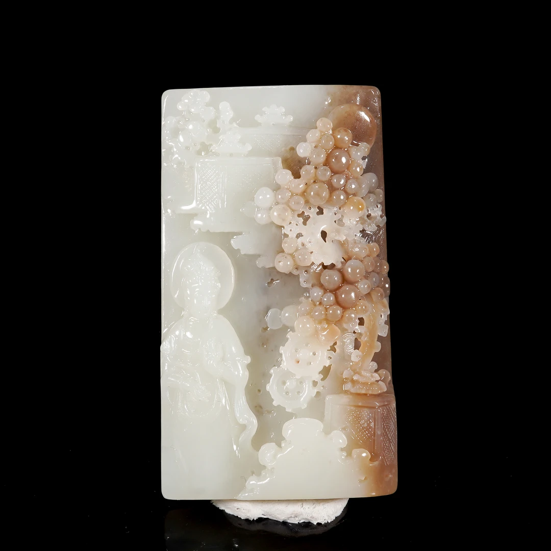 LOT.020和田玉巧雕山水人物牌/X3434