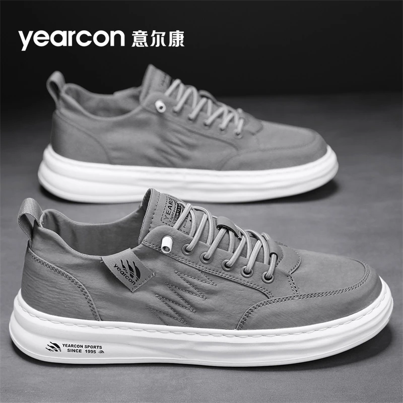 意尔康男鞋2025新款秋季透气增高板鞋男运动冰丝休闲薄款上班布鞋