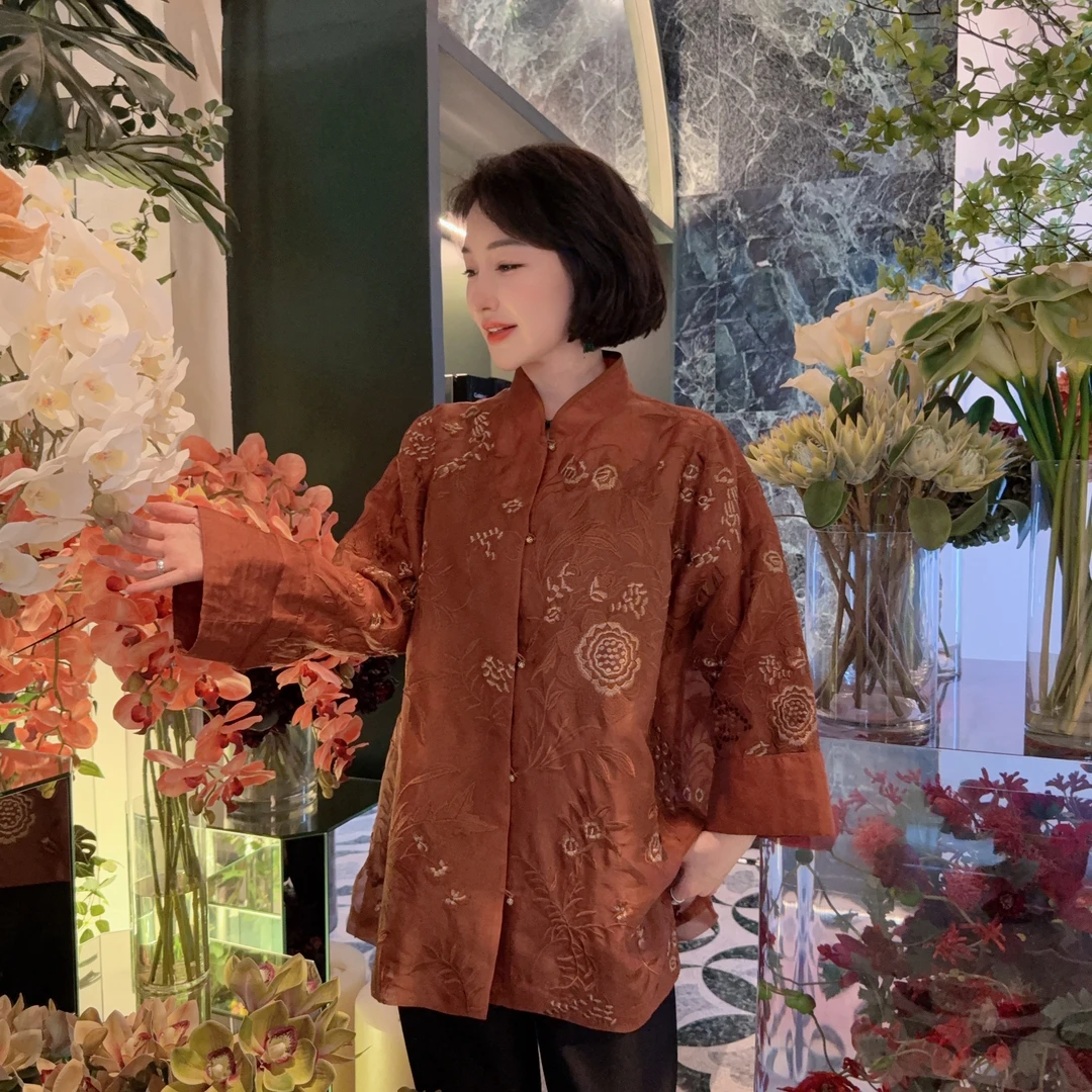 Betty Bairn【花想容】新年系列桑蚕丝刺绣上衣24B-BW7162