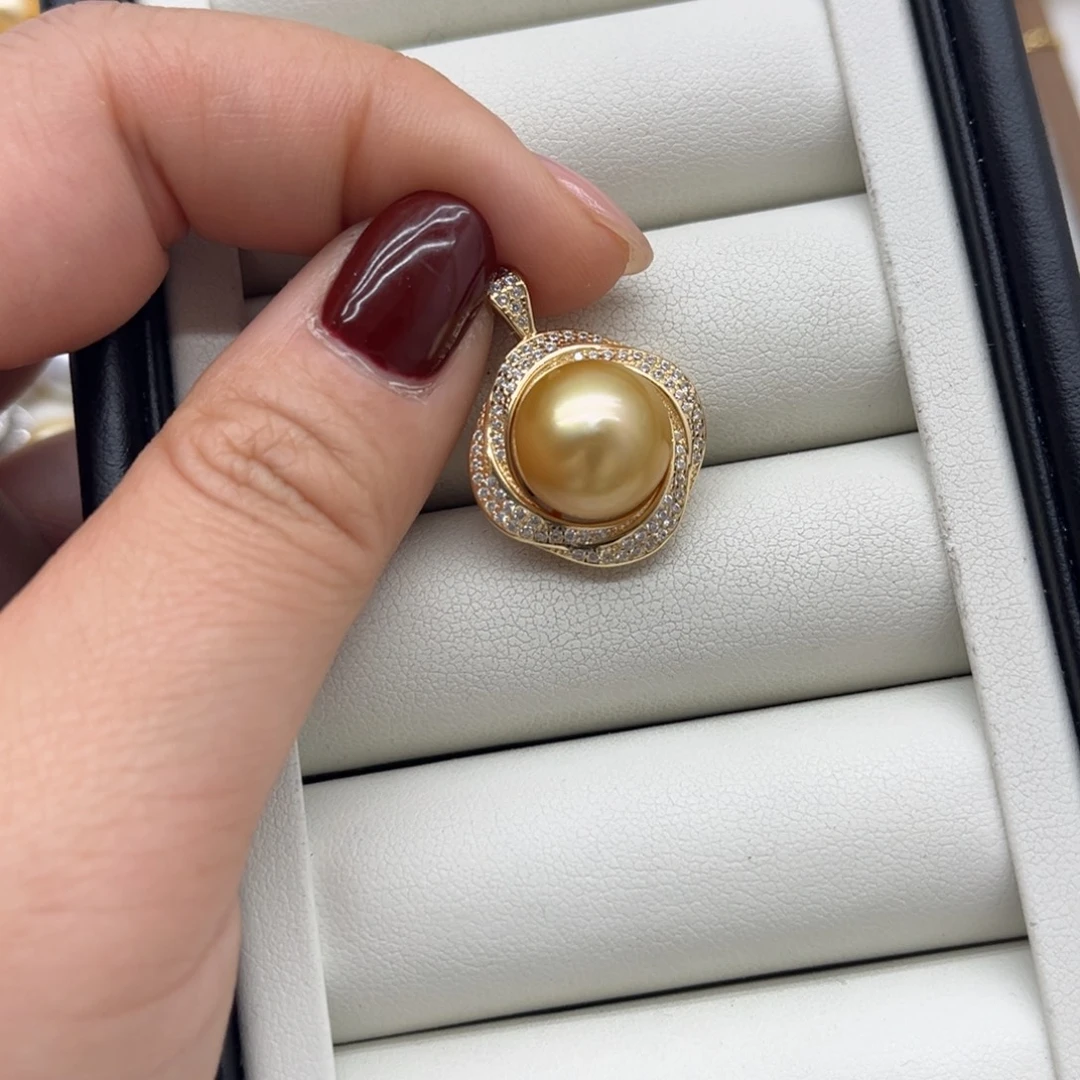 吊坠(不含链)银S925镶嵌海水珍珠