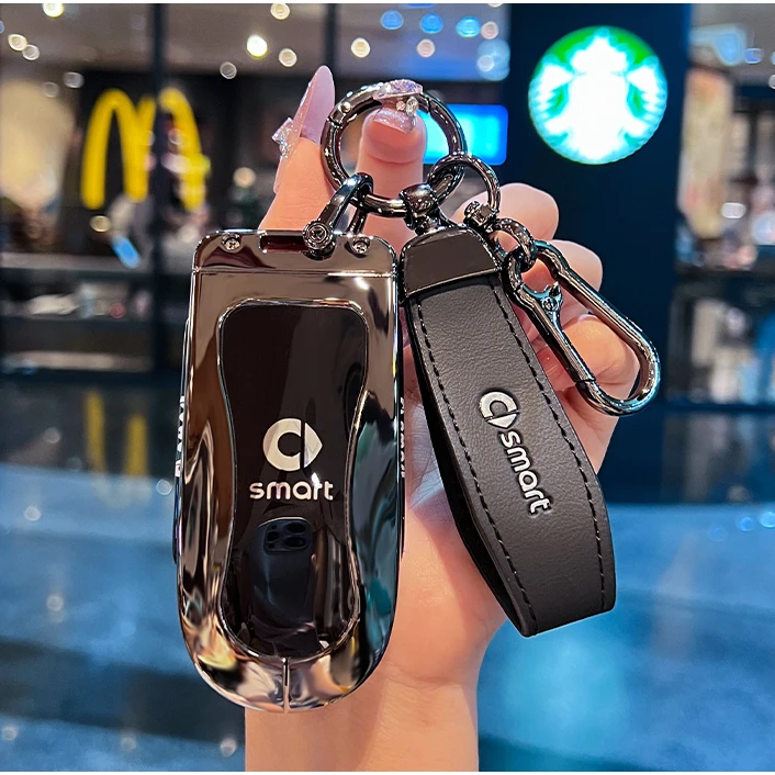 适用25款smart精灵5号钥匙套24款奔驰斯玛特精灵5车保护包壳扣