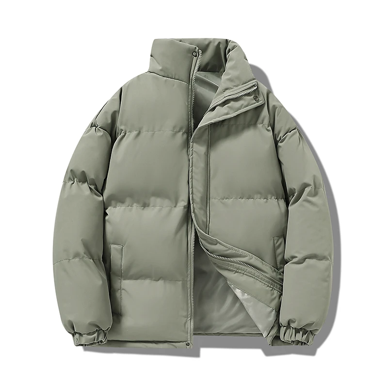 24年秋冬新款棉服男短款面包服纯色二开立领保暖加厚休闲外套男情