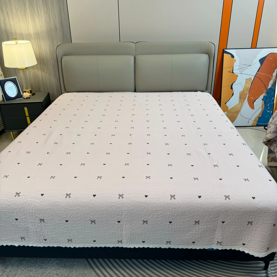 【爱心蝴蝶结紫】230*200cm床盖莫代尔纤维桑蚕丝棉舒适透气亲肤