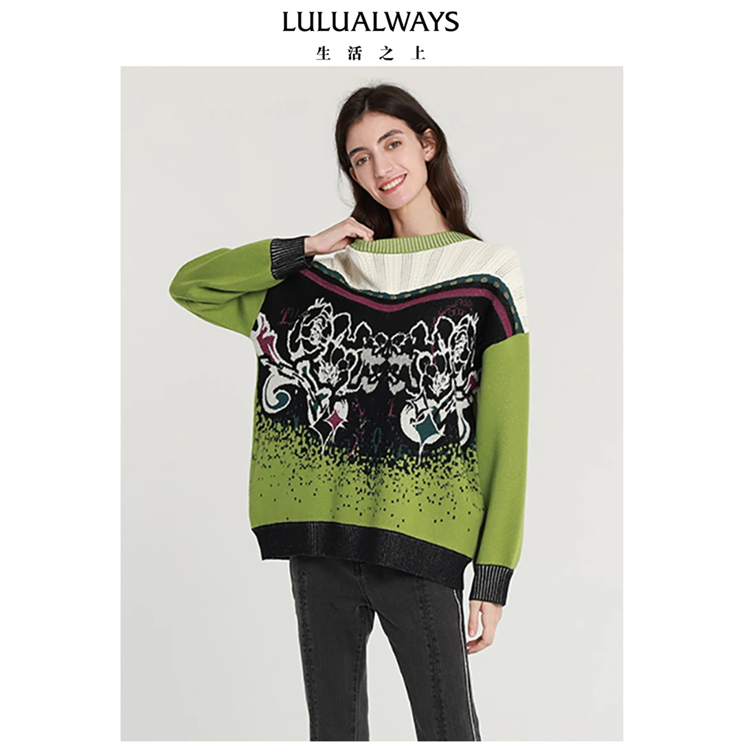 LULUALWAYS23冬新款清新青春短款针织套头衫
