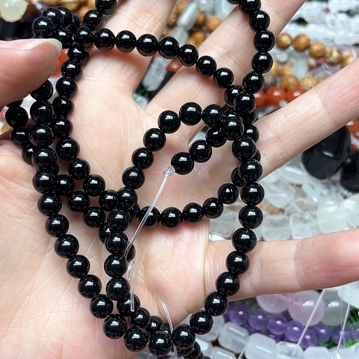 玛瑙/玉髓合金珠宝半成品一条6m黑玛瑙隔珠