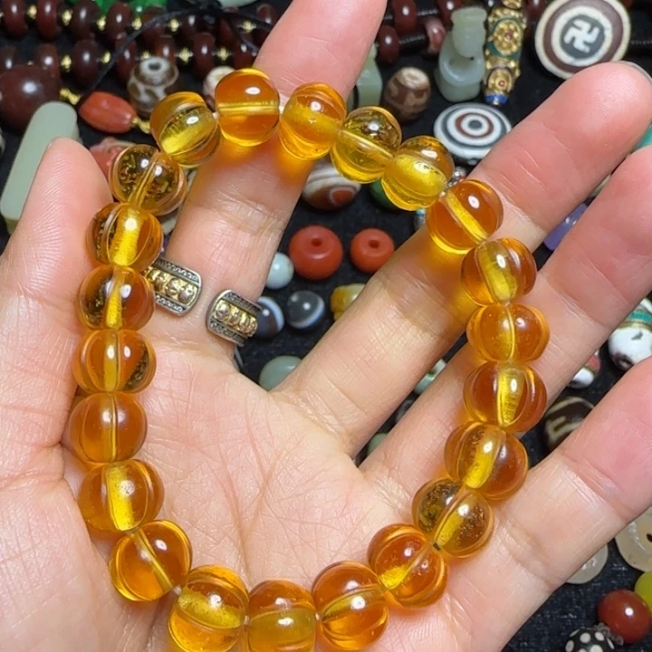 手链银S925镶嵌烟晶黄水晶手串卡13