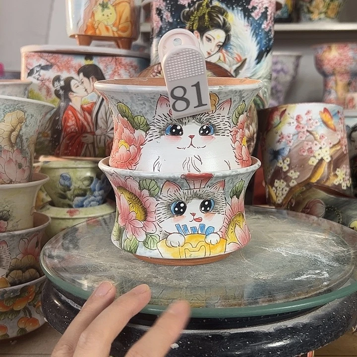 满38包邮 景德镇幸运花盆