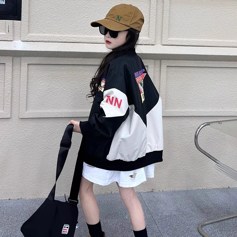 女童棒球服外套2025春秋装新款洋气休闲夹克小女孩时尚潮童上衣