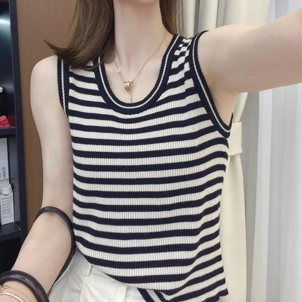 夏季气质无袖针织背心2025新款时尚洋气休闲百搭显瘦内搭大码上衣