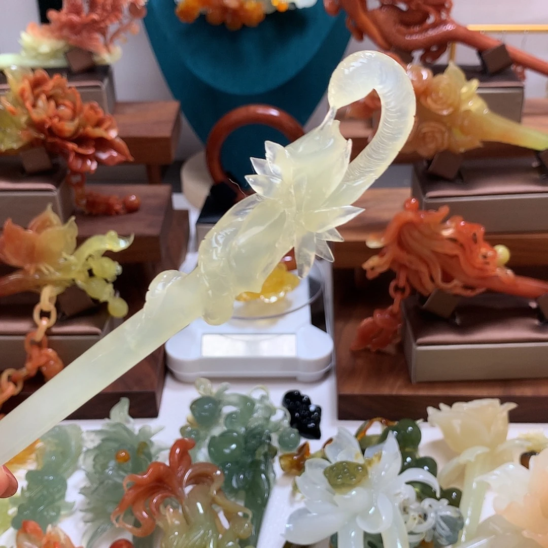 蛇纹石玉合金发饰