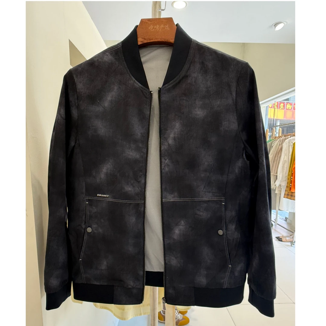 商场货！巨值！男士春季新款夹克仿牛仔经典棒球领时尚辑明线外套