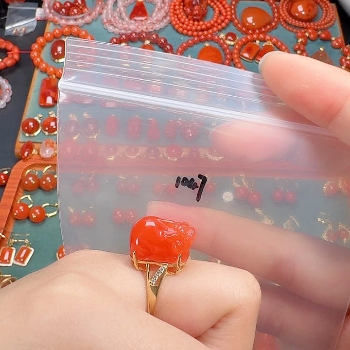 南红玛瑙银S925镶嵌戒指