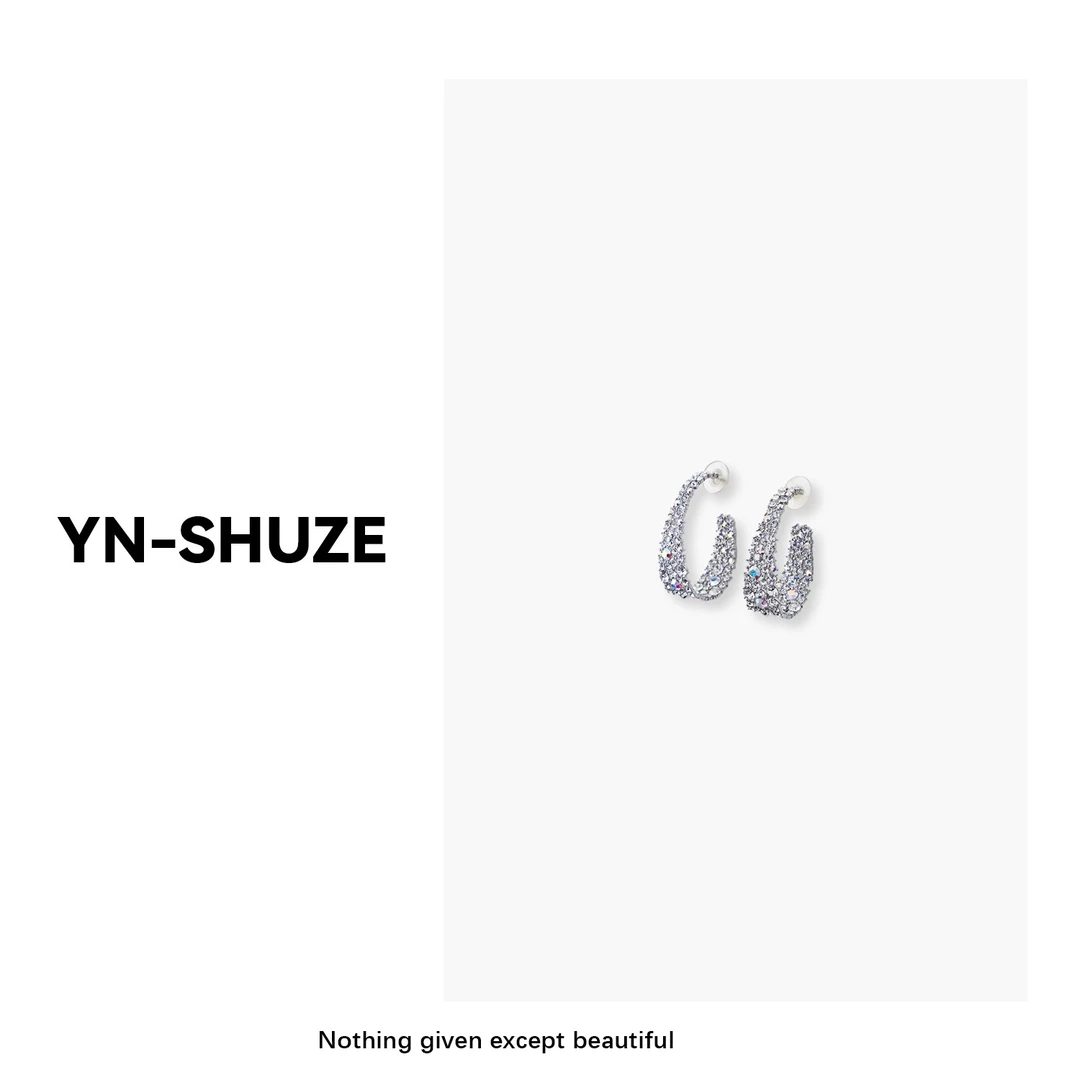 铜合金耳饰 YN-SHUZE钛钢耳饰 设计款气质亮钻耳环SZ-YNB-19971