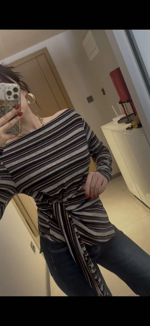 DELYURA  时尚女士毛衫条纹上衣【35】