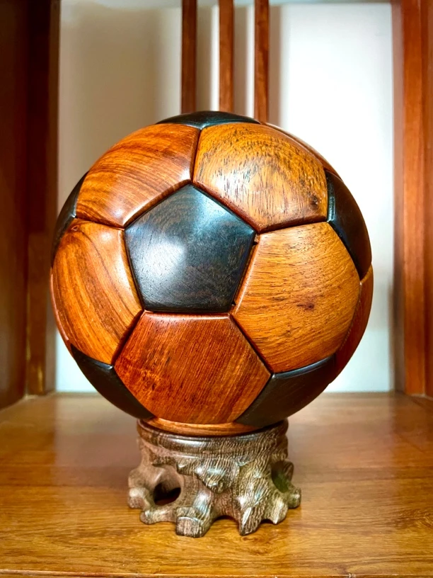 缅甸花梨木配紫光檀红木榫卯足球
