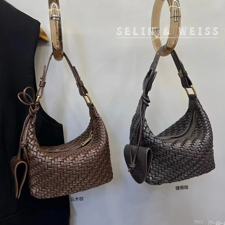 复古手工编织包饭盒手提包高级感精致百搭水桶包小众手拎单肩斜挎