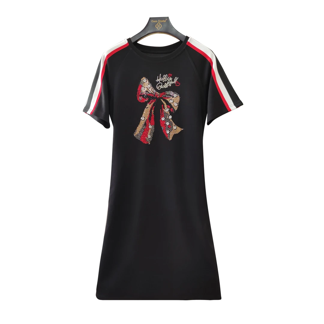 蝴蝶结图案红白织带连衣裙