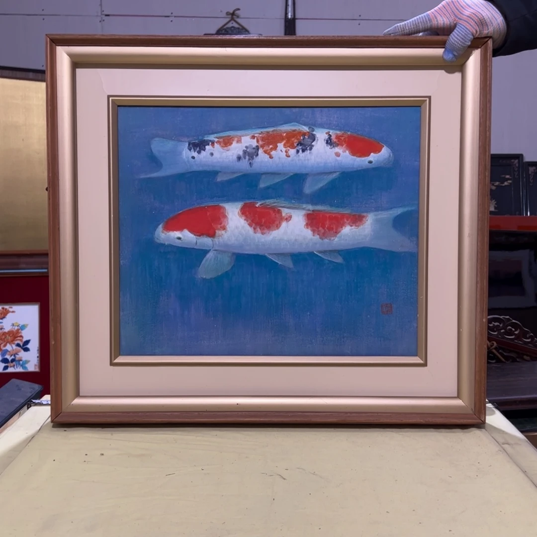 绘画武*狼屏风框画茶空间设计