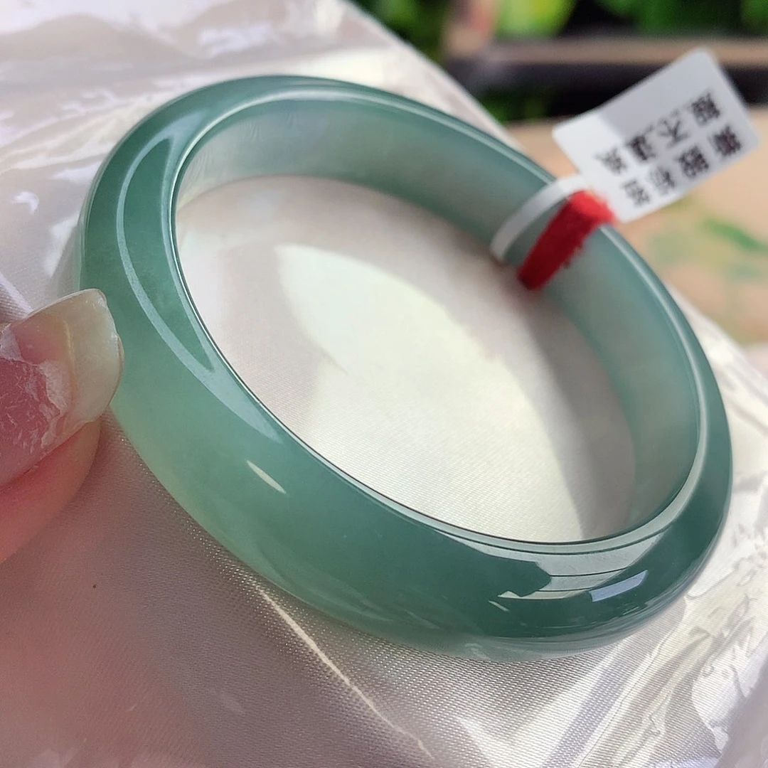 未镶嵌手镯翡翠天然A货翡翠56-57冰胶湖水绿嘎嘎显白18号